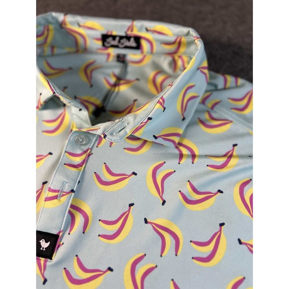 Bad Birdie Men's XXL Polo Shirt Blue Banana Performance Golf New No Tags